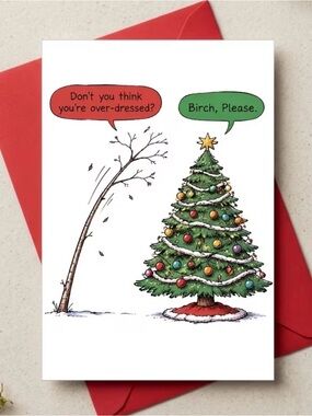 Funny Birch Please Holiday Greeting Card